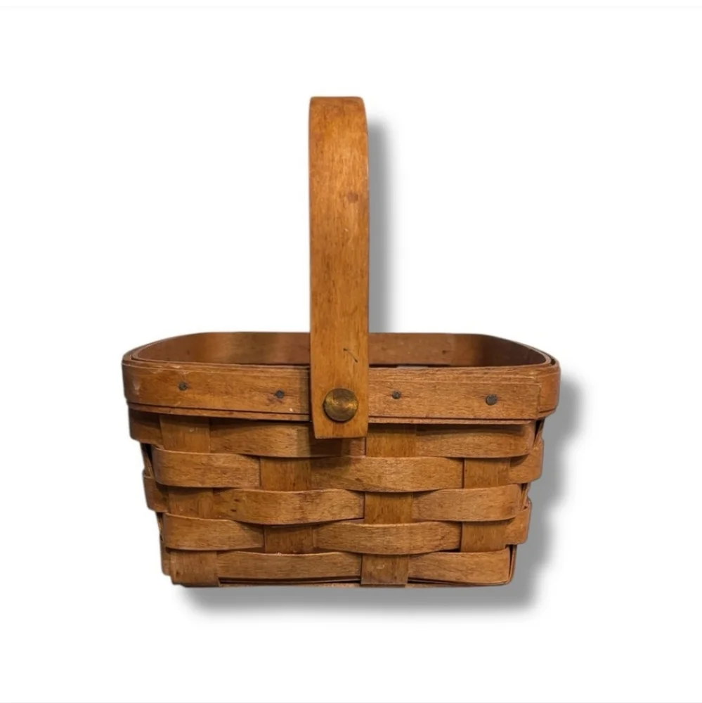 LONGABERGER Small Square Basket Collapsible Handle VINTAGE